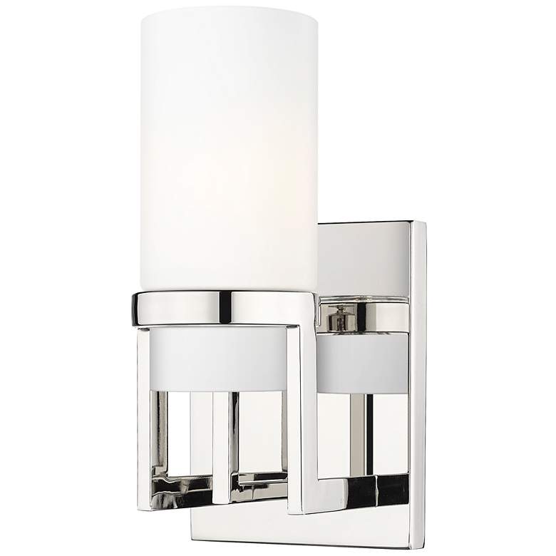 Image 1 Utopia 11.63 inch High Polished Nickel Sconce With Matte White Glass Shade