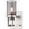 Utopia 11.63" High Satin Nickel Sconce With Plated Smoke Glass Shade