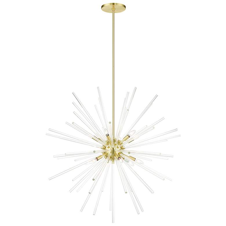 Image 2 Utopia 12 Light Satin Brass Foyer Pendant Chandelier