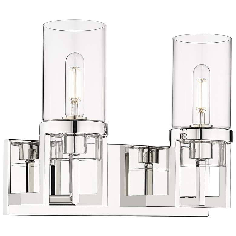 Image 1 Utopia 15 inch Wide 2 Light Polished Nickel Bath Light With Clear Glass Sh
