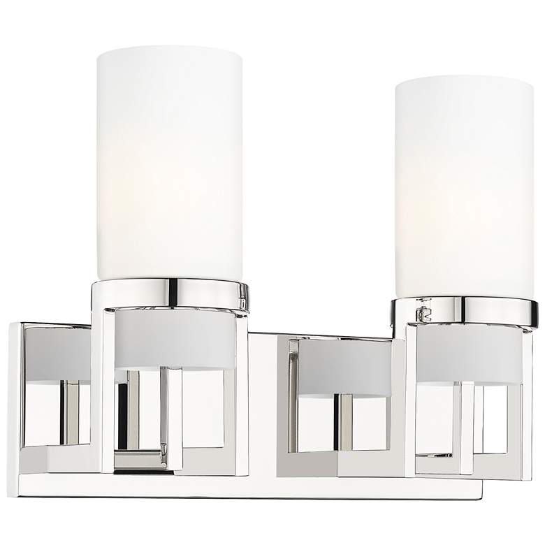 Image 1 Utopia 15" Wide 2 Light Polished Nickel Bath Light With Matte White Sh