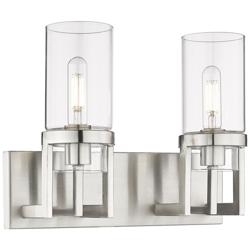 Utopia 15&quot; Wide 2 Light Satin Nickel Bath Light With Clear Glass Shade