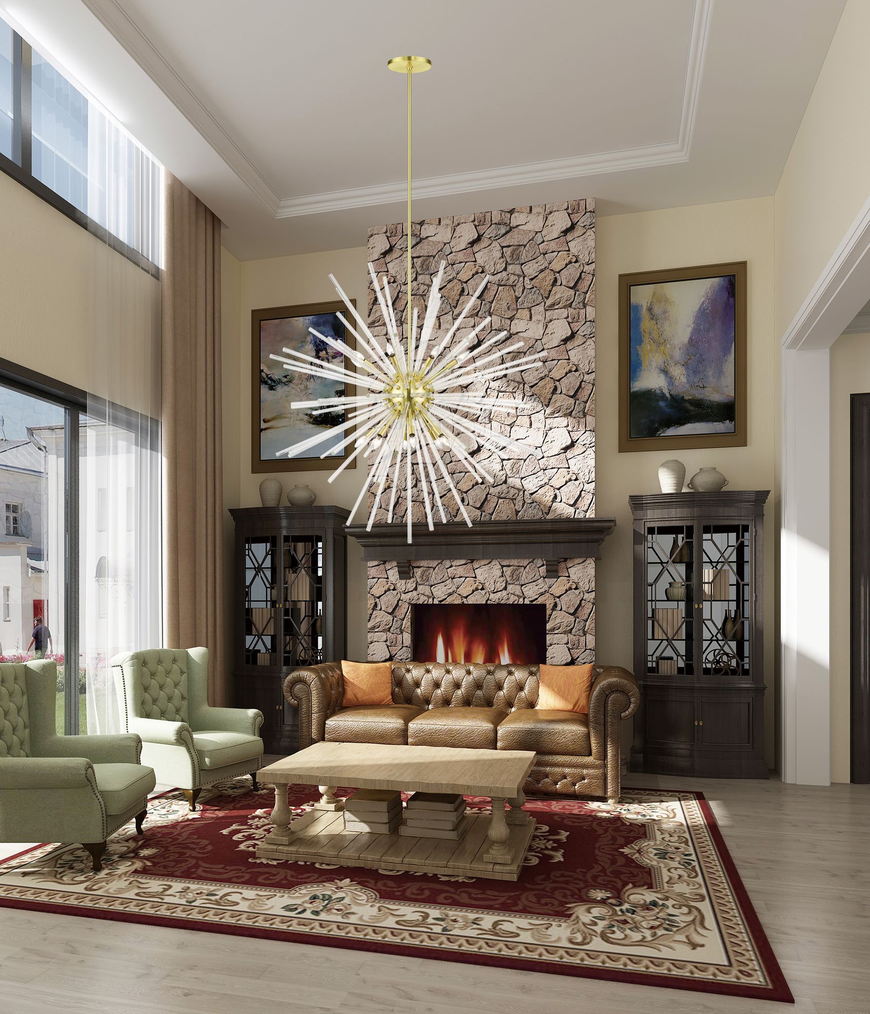 Utopia 16 Light Satin Brass Foyer Pendant Chandelier