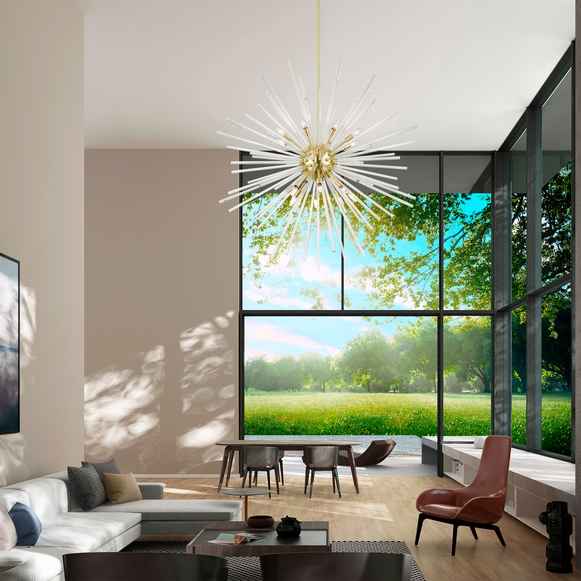 Utopia 16 Light Satin Brass Foyer Pendant Chandelier