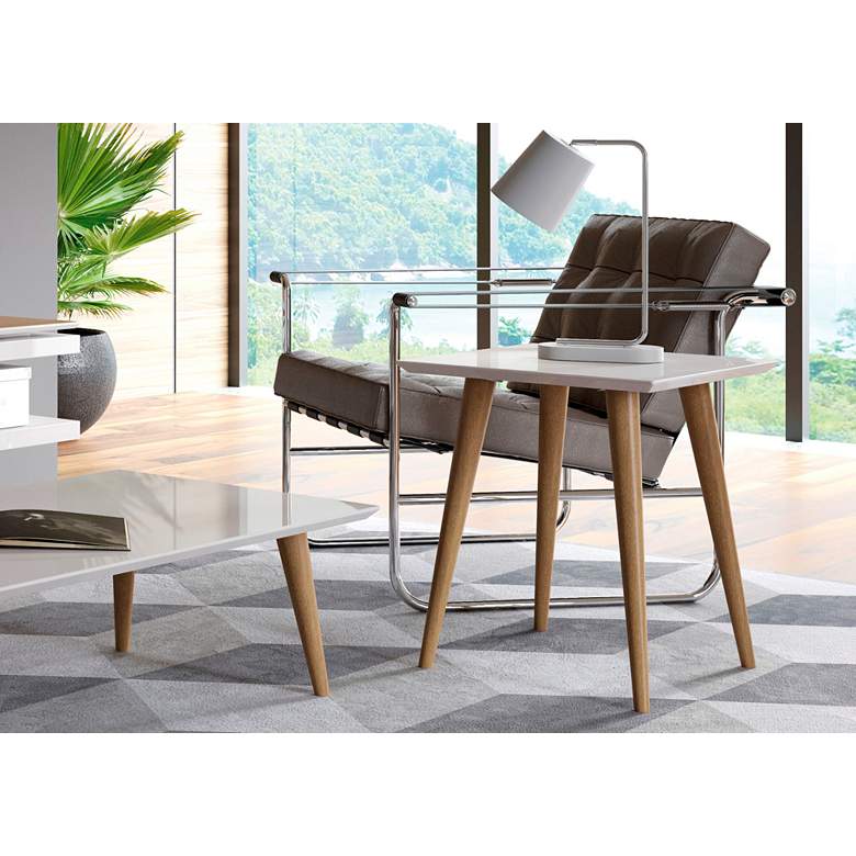 Image 6 Utopia 17 1/4" Wide Off-White and Maple Modern End Table more views
