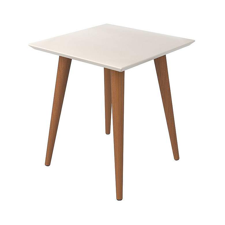Image 1 Utopia 17 1/4" Wide White Gloss and Maple Modern End Table