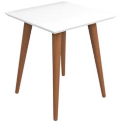 Utopia 17 1/4&quot; Wide White Gloss and Maple Modern End Table