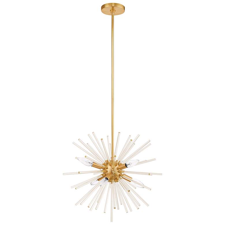 Image 6 Utopia 20" Wide Brass and Crystal 6-Light Starburst Pendant more views