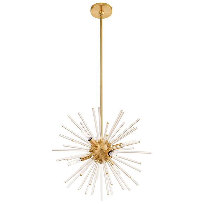 Image 7 Utopia 20" Wide Brass and Crystal 6-Light Starburst Pendant more views