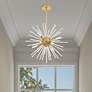 Utopia 20" Wide Brass and Crystal 6-Light Starburst Pendant in scene