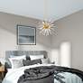 Utopia 20" Wide Brass and Crystal 6-Light Starburst Pendant in scene