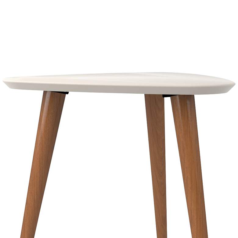 Image 2 Utopia  20 inch Wide Off-White and Maple Cream Triangular Modern End Table more views