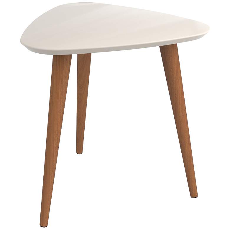 Image 3 Utopia 20" Wide Off-White and Maple Cream Triangular Modern End Table more views