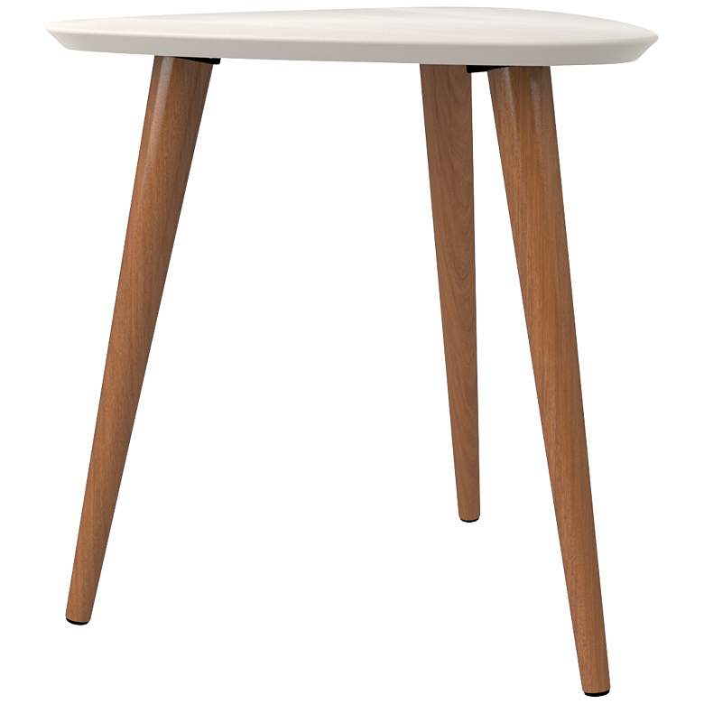 Image 4 Utopia  20" Wide Off-White and Maple Cream Triangular Modern End Table more views
