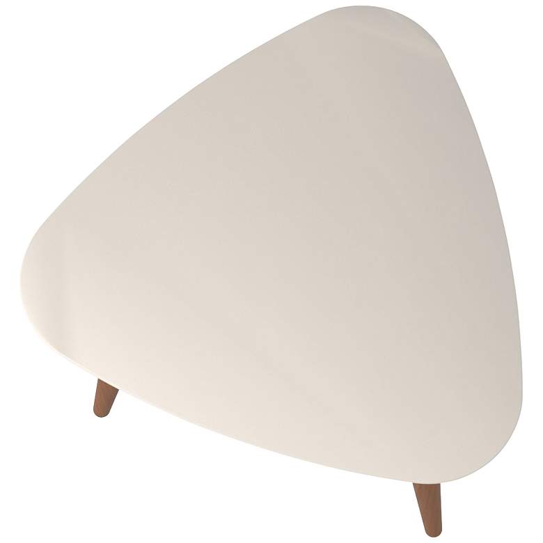 Image 5 Utopia  20" Wide Off-White and Maple Cream Triangular Modern End Table more views