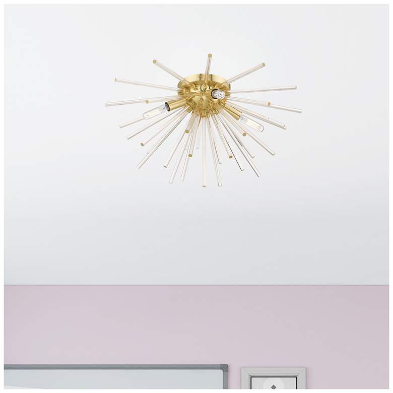 Image 1 Utopia 20" Wide Satin Brass 4-Light Starburst Ceiling Light