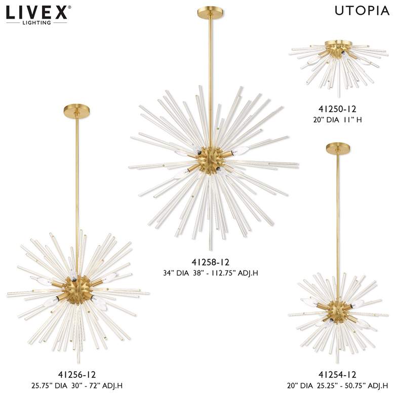 Image 3 Utopia 20" Wide Satin Brass 4-Light Starburst Ceiling Light more views