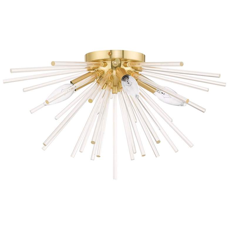 Image 4 Utopia 20" Wide Satin Brass 4-Light Starburst Ceiling Light more views