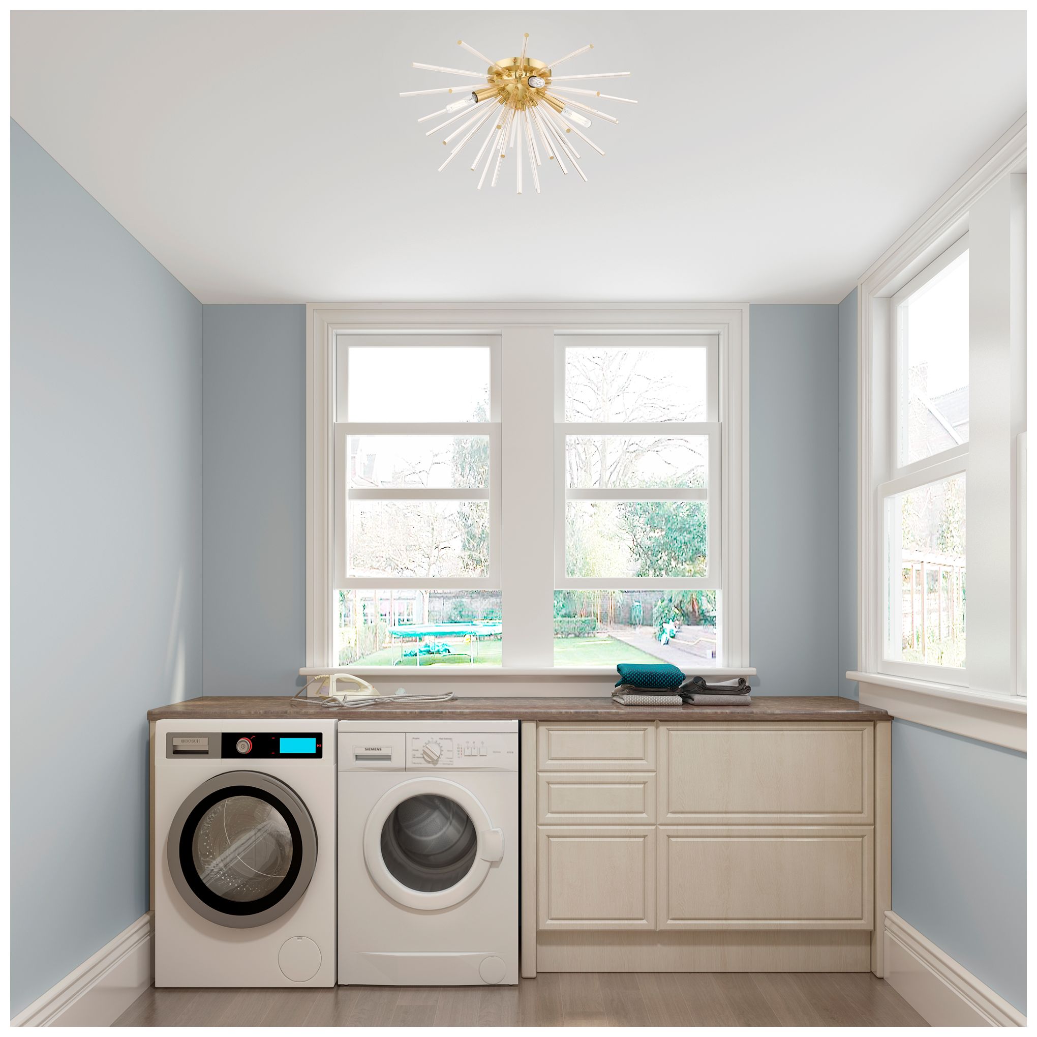 Utopia 20" Wide Satin Brass 4-Light Starburst Ceiling Light