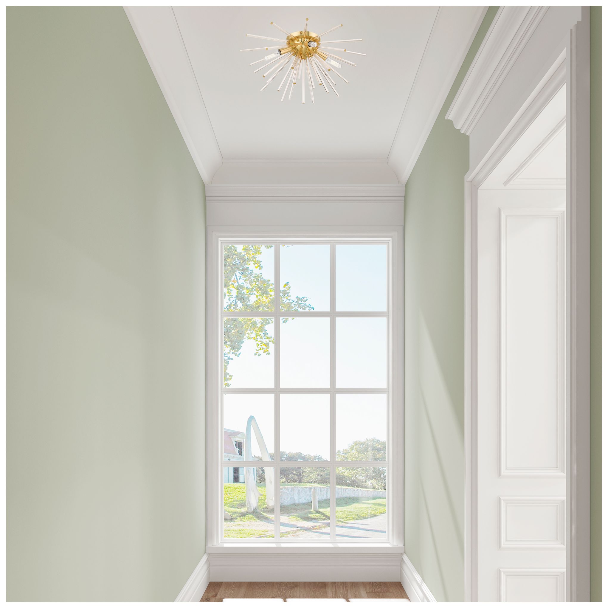 Utopia 20" Wide Satin Brass 4-Light Starburst Ceiling Light