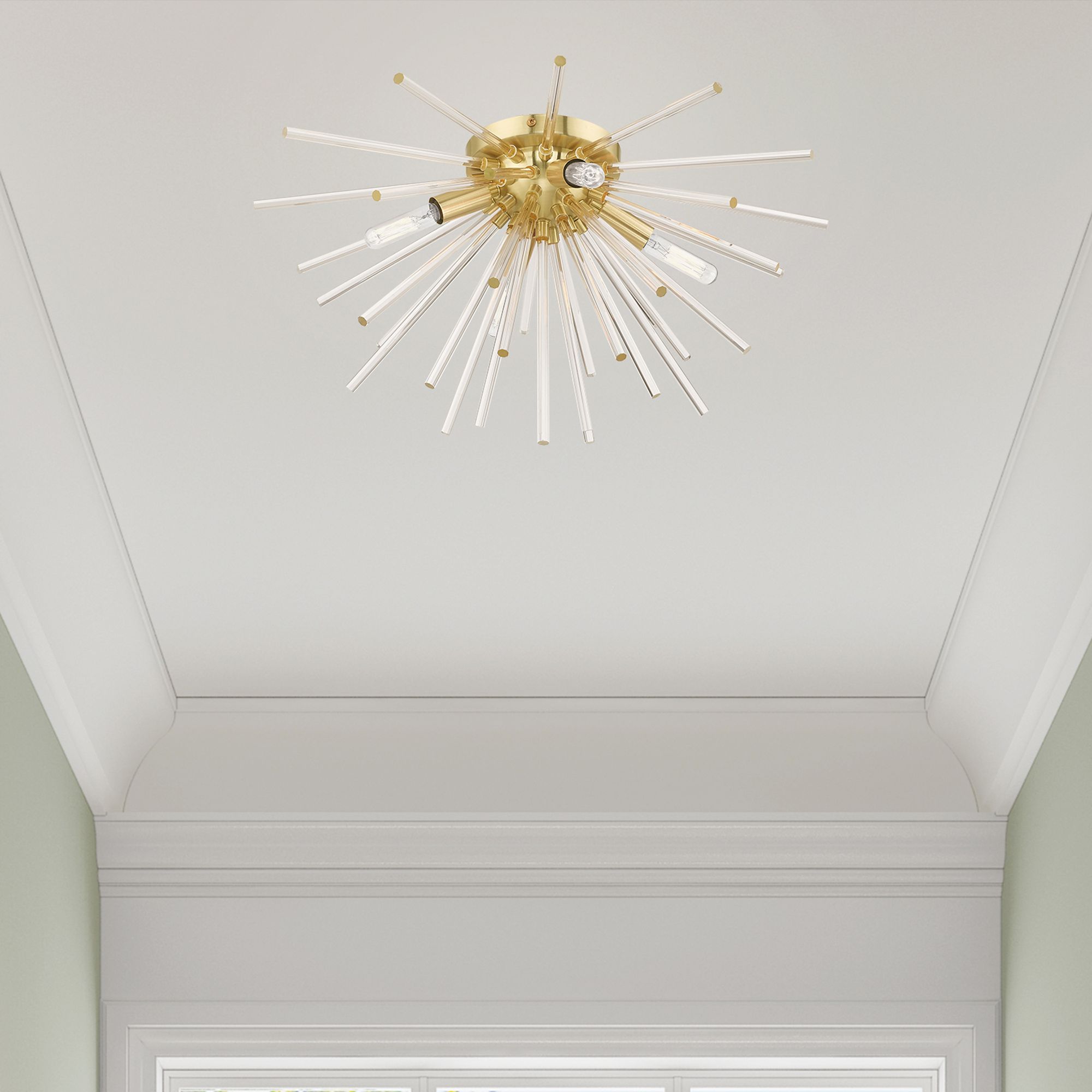 Utopia 20" Wide Satin Brass 4-Light Starburst Ceiling Light
