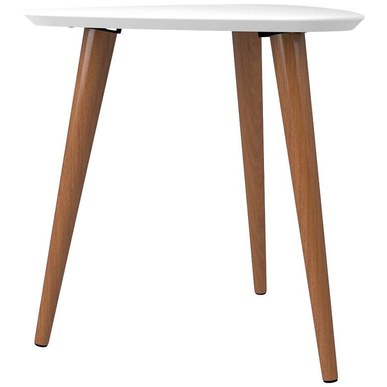 Image 4 Utopia 20 inch Wide White Gloss and Maple Cream Triangular End Table more views
