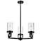 Utopia 21.5" Wide 3 Light Matte Black Stem Hung Pendant With Clear Sha