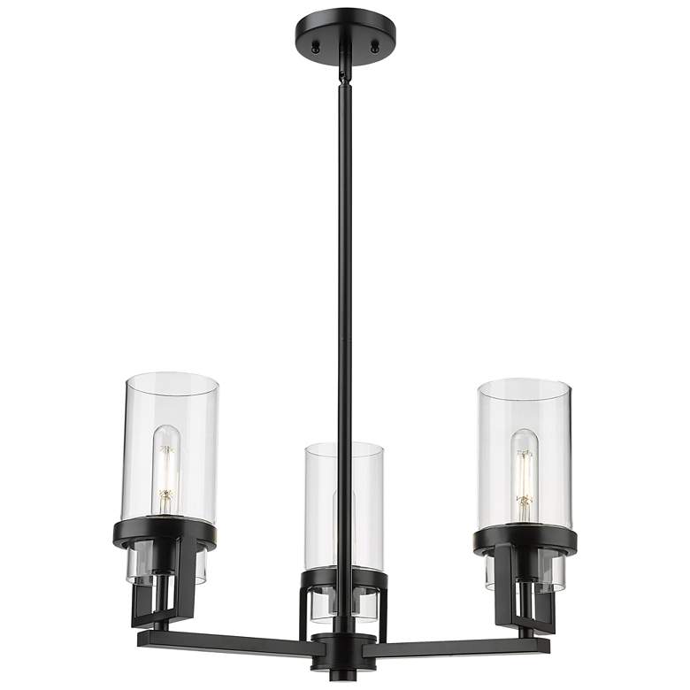 Image 1 Utopia 21.5 inch Wide 3 Light Matte Black Stem Hung Pendant With Clear Sha