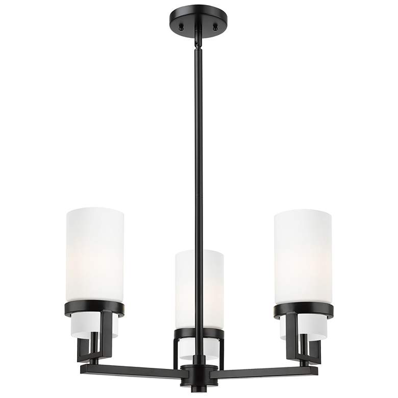 Image 1 Utopia 21.5"W 3 Light Matte Black Stem Hung Pendant With Matte White S