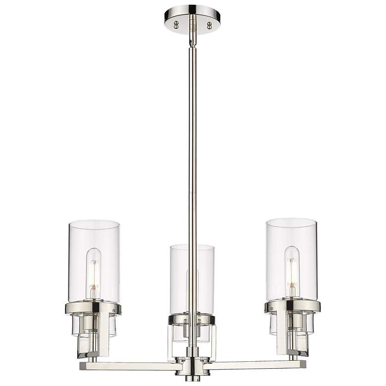 Image 1 Utopia 21.5"W 3 Light Polished Nickel Stem Hung Pendant With Clear Sha