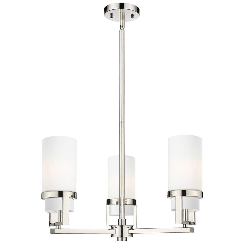 Image 1 Utopia 21.5"W 3 Light Polished Nickel Stemmed Pendant w/ Matte White S