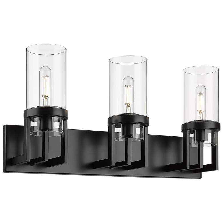 Image 1 Utopia 23.63" Wide 3 Light Matte Black Bath Light With Clear Glass Sha