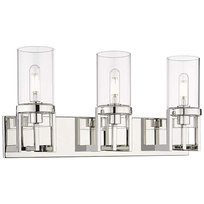 Image 1 Utopia 23.63 inch Wide 3 Light Polished Nickel Bath Light With Clear Shade
