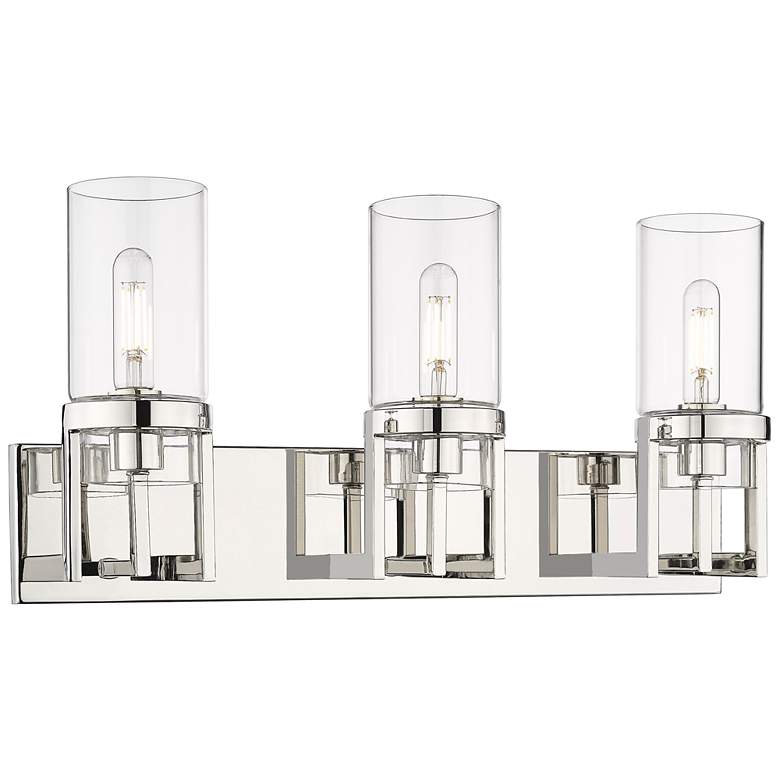 Image 1 Utopia 23.63" Wide 3 Light Polished Nickel Bath Light With Clear Shade