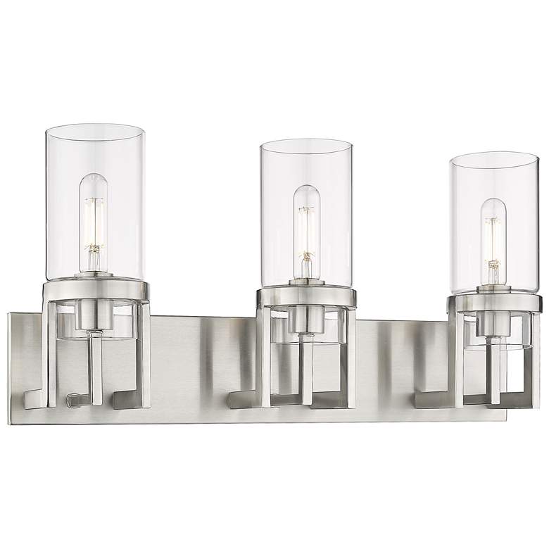 Image 1 Utopia 23.63" Wide 3 Light Satin Nickel Bath Light With Clear Glass Sh