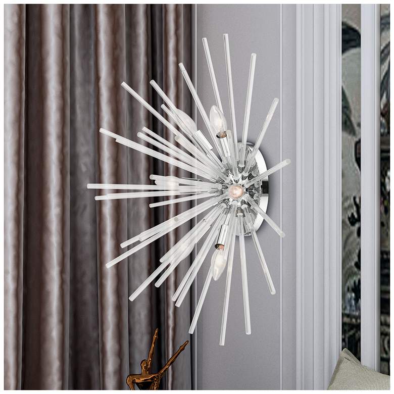 Image 1 Utopia 25 3/4" Wide Chrome 6-Light Starburst Ceiling Light