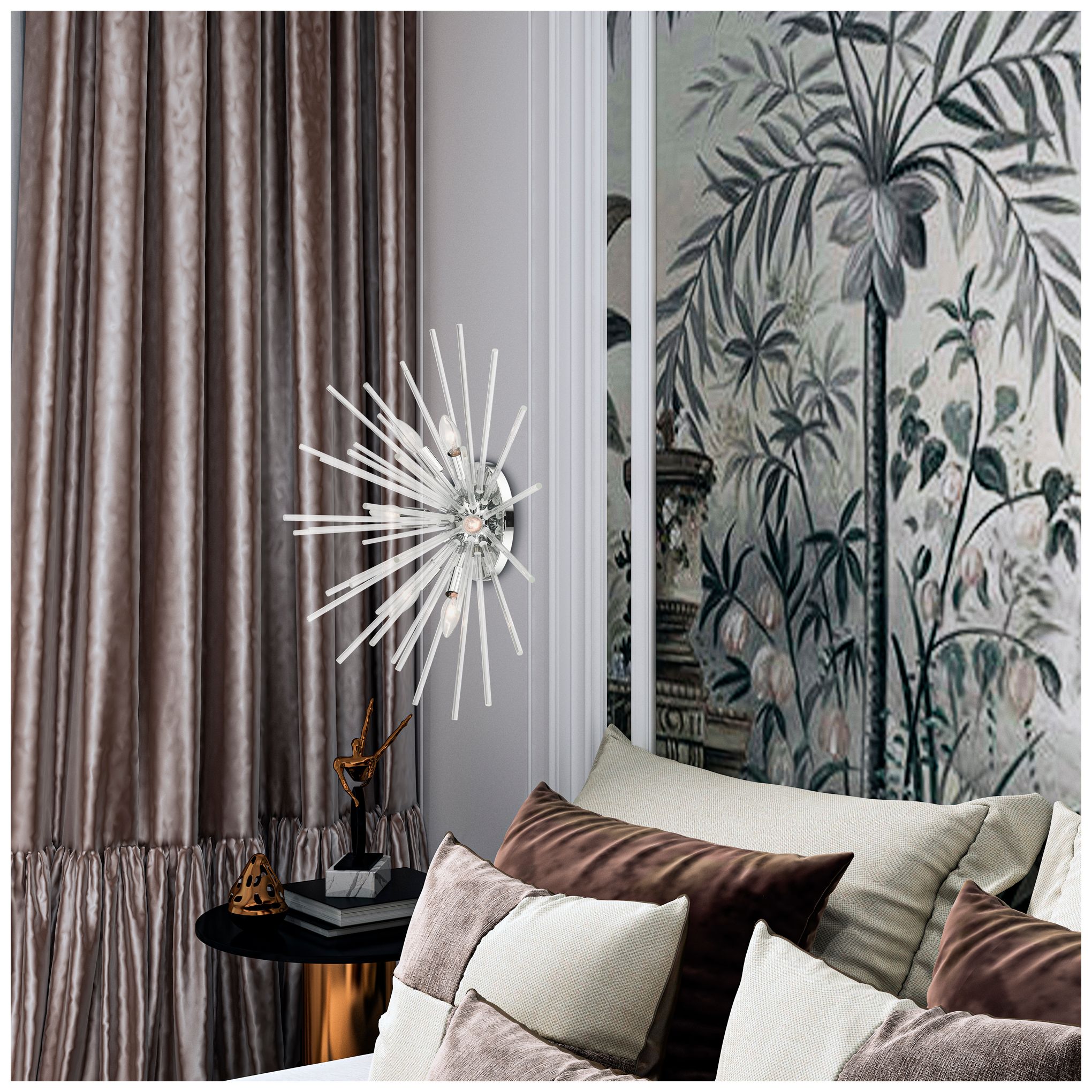 Utopia 25 3/4" Wide Chrome 6-Light Starburst Ceiling Light