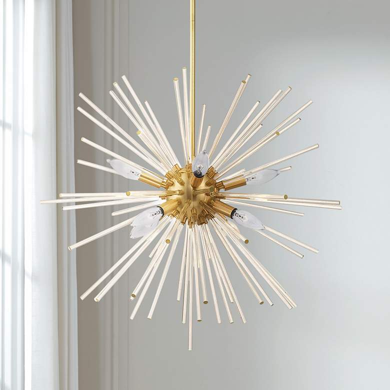 Image 1 Utopia 25 3/4" Wide Satin Brass Starburst Pendant Light