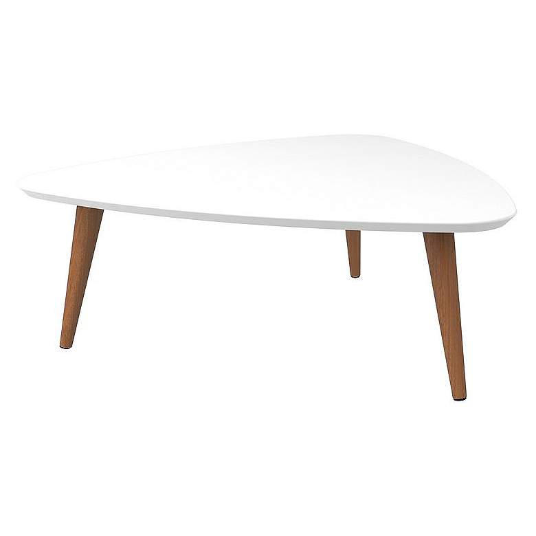 Image 1 Utopia 33 1/2 inch Wide White Triangular Modern Coffee Table