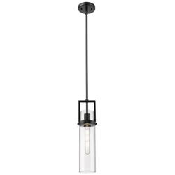Utopia 4.25&quot; Wide Matte Black Stem Hung Pendant With Clear Glass Shade
