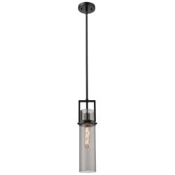 Utopia 4.25&quot; Wide Matte Black Stem Hung Pendant With Plated Smoke Shad
