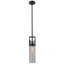 Utopia 4.25" Wide Matte Black Stem Hung Pendant With Plated Smoke Shad