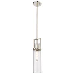 Utopia 4.25&quot; Wide Polished Nickel Stem Hung Pendant With Clear Glass S