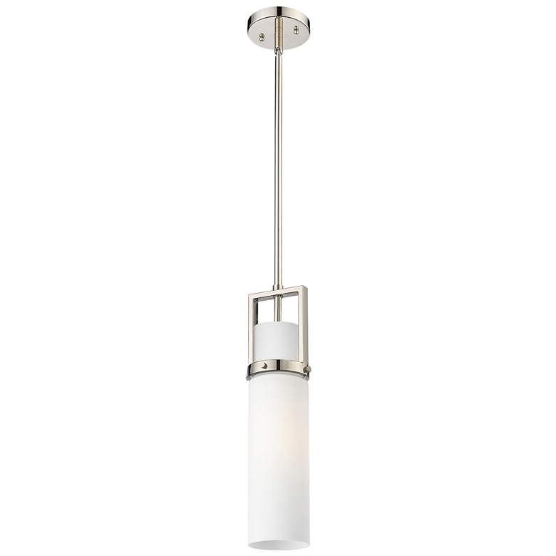 Image 1 Utopia 4.25 inch Wide Polished Nickel Stem Hung Pendant With Matte White S