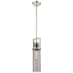 Utopia 4.25&quot; Wide Polished Nickel Stem Hung Pendant With Plated Smoke