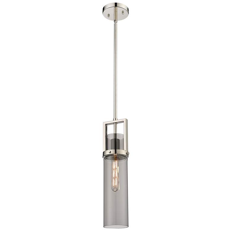 Image 1 Utopia 4.25 inch Wide Polished Nickel Stem Hung Pendant With Plated Smoke 