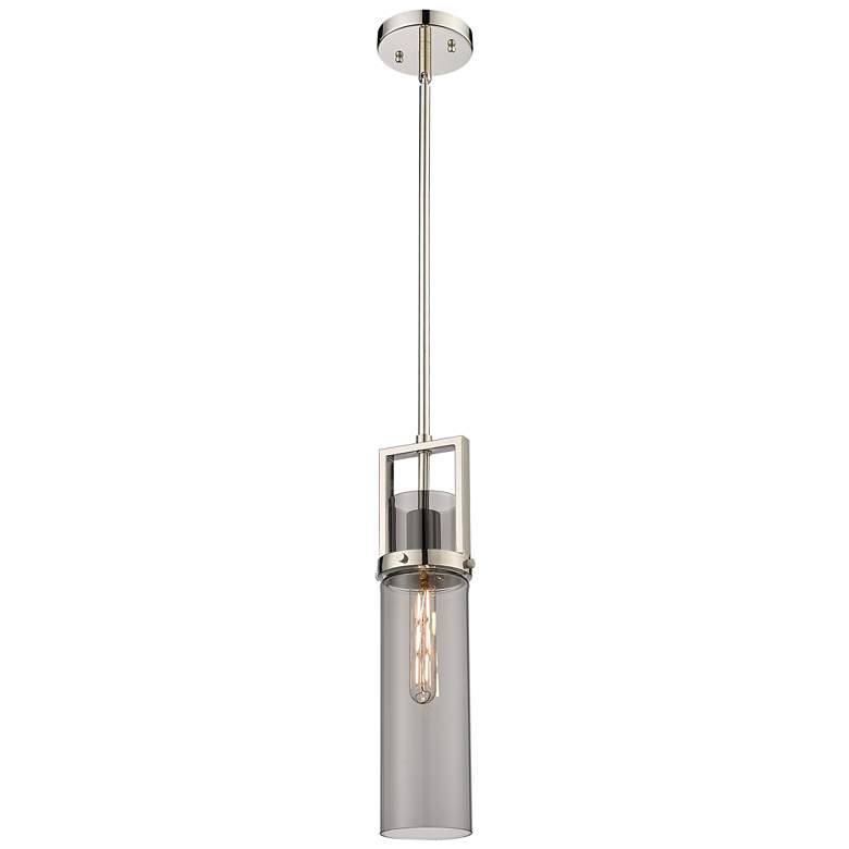 Image 1 Utopia 4.25" Wide Polished Nickel Stem Hung Pendant With Plated Smoke