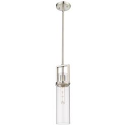 Utopia 4.25&quot; Wide Satin Nickel Stem Hung Pendant With Clear Glass Shad