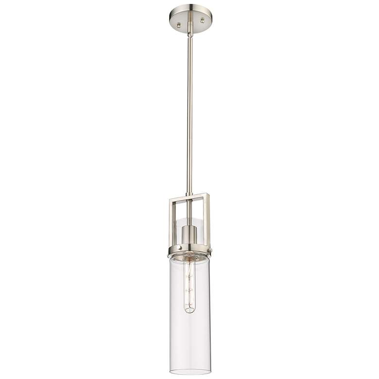Image 1 Utopia 4.25" Wide Satin Nickel Stem Hung Pendant With Clear Glass Shad