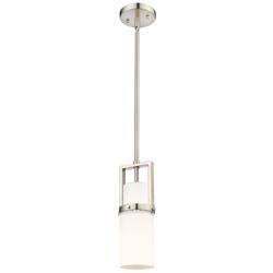 Utopia 4.25&quot; Wide Satin Nickel Stem Hung Pendant With Matte White Shad